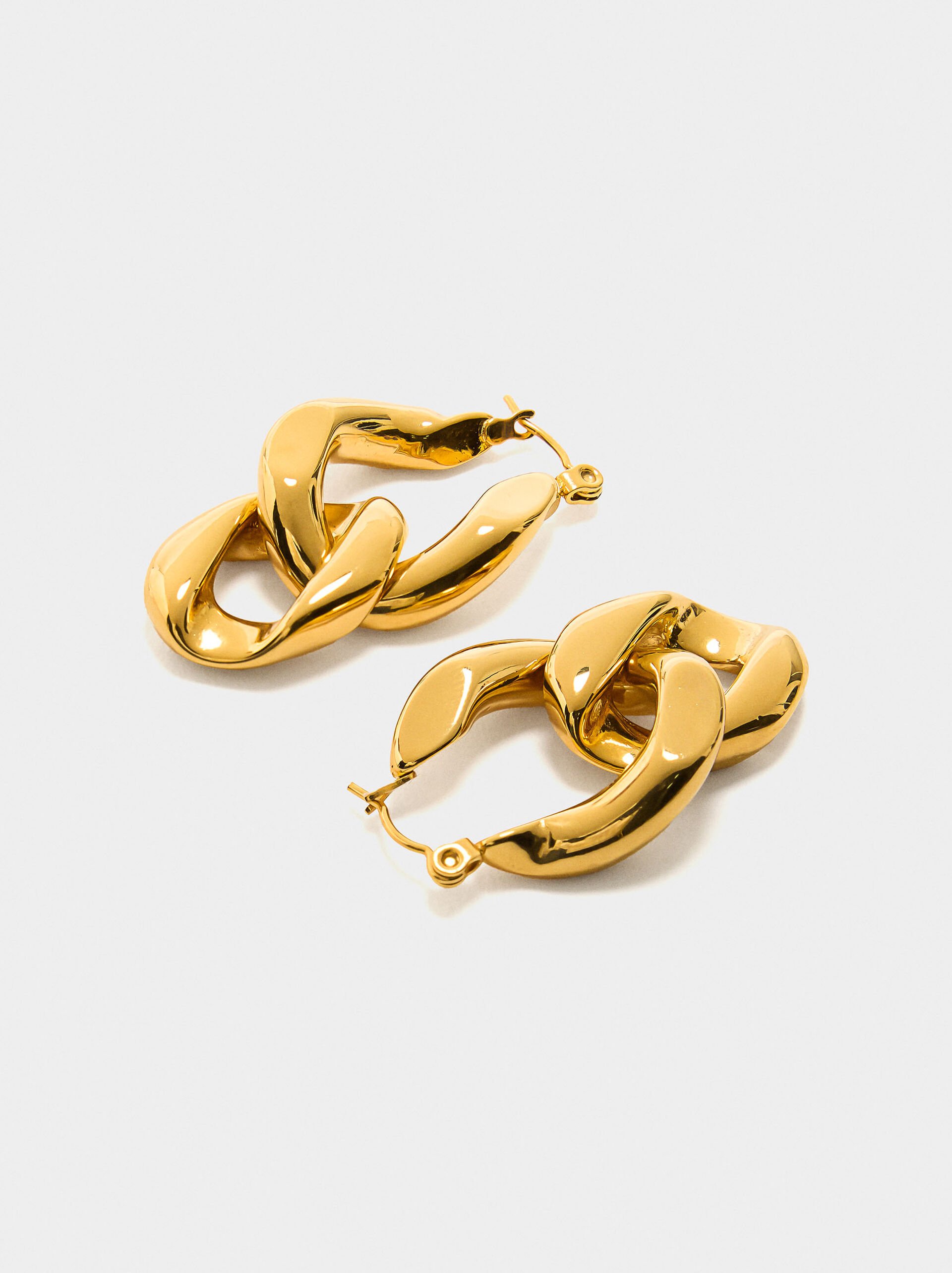 Irregular interlaced hoop earrings – stainless steel image number 1.0