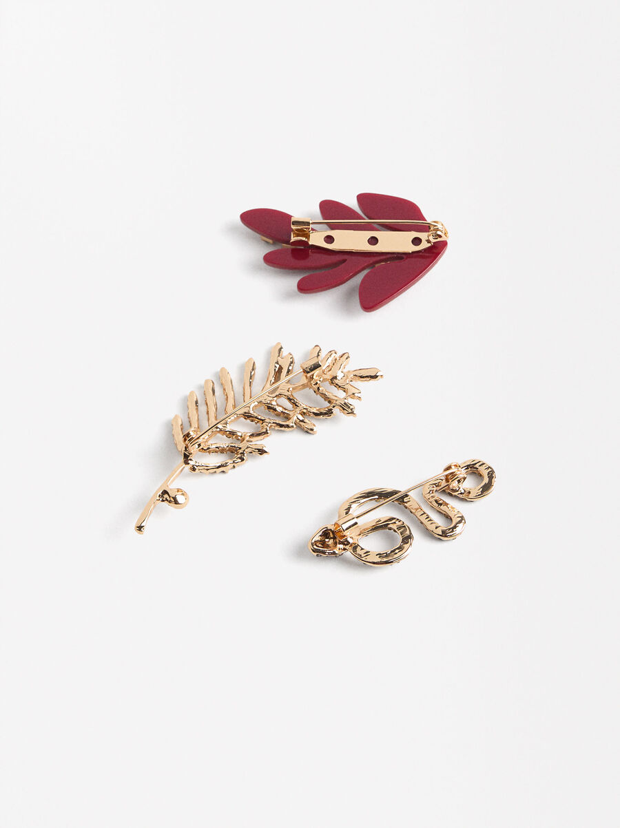 Set di spille con foglie e serpente