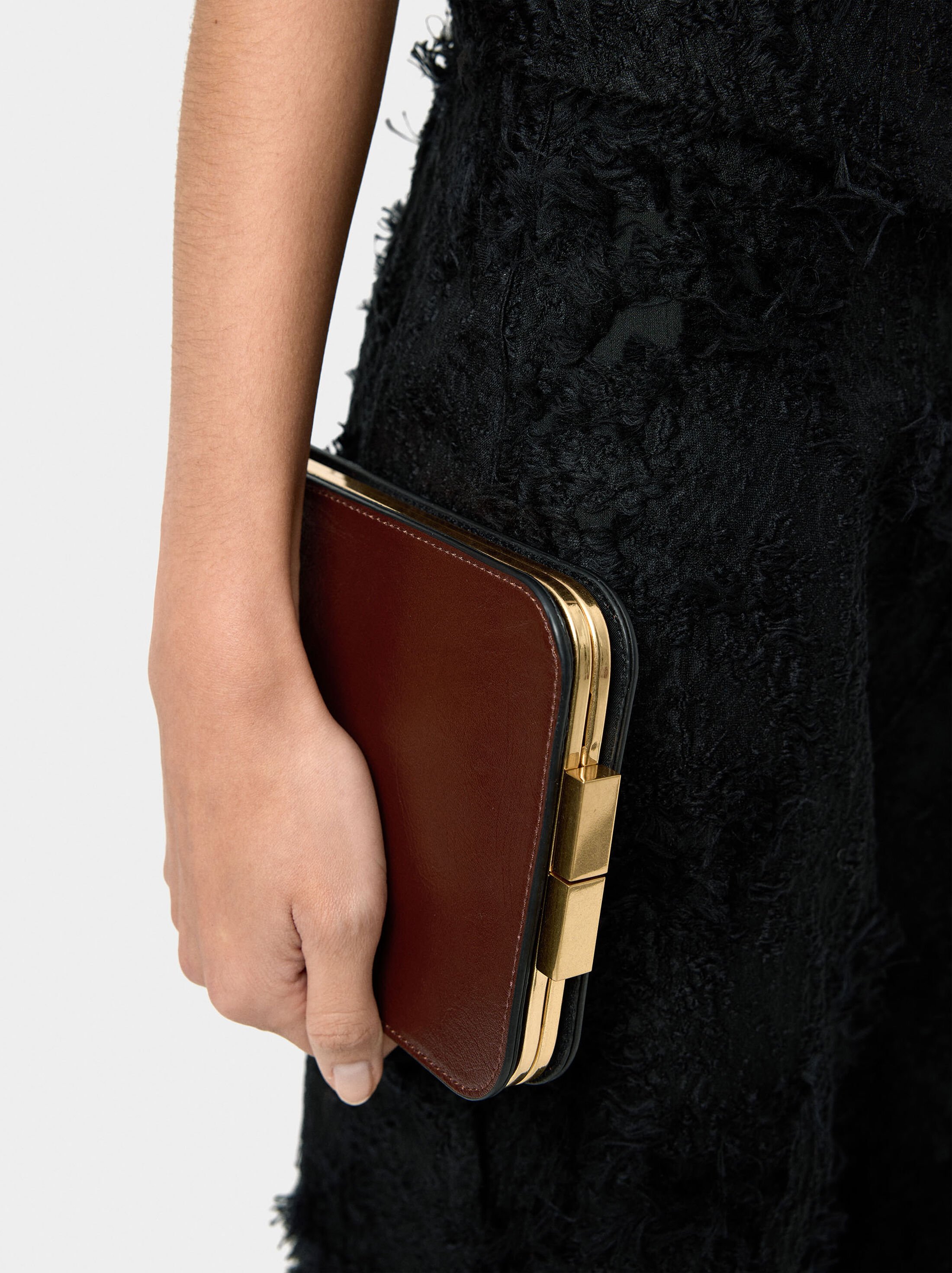 Clutch with leather party finish image number 1.0