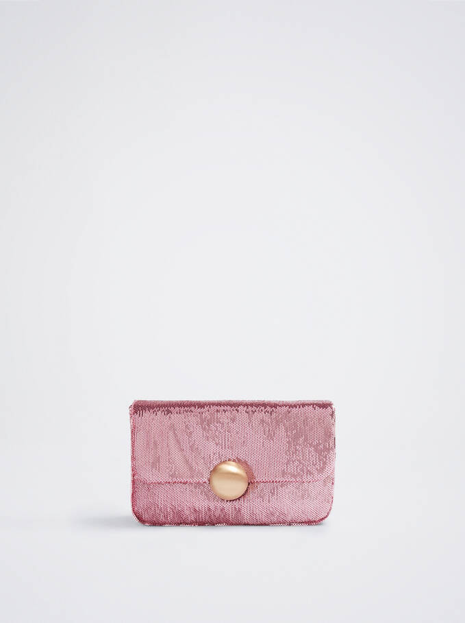 Party Handbag With Sequins, Pink, hi-res