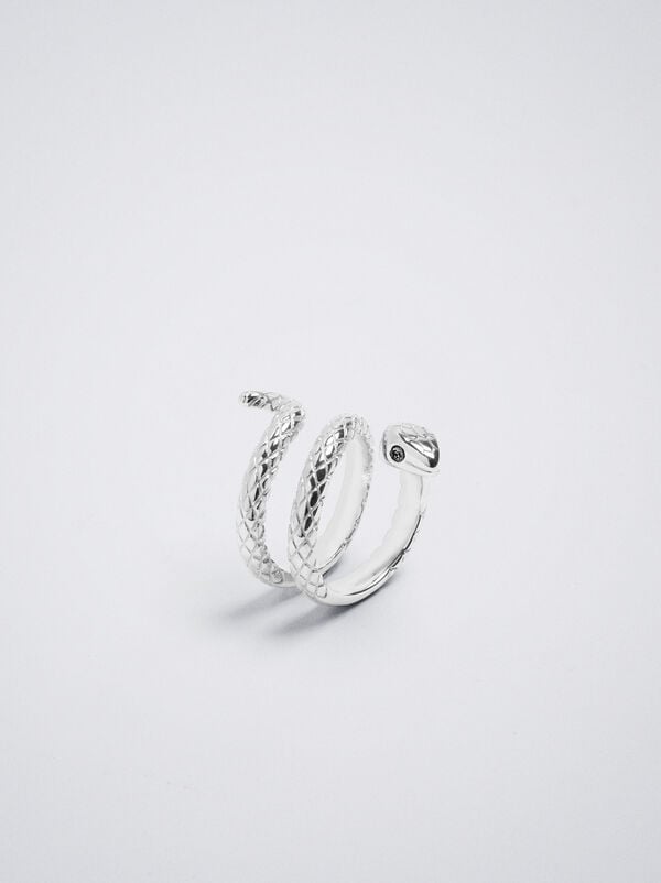 Stainless steel ring with snake