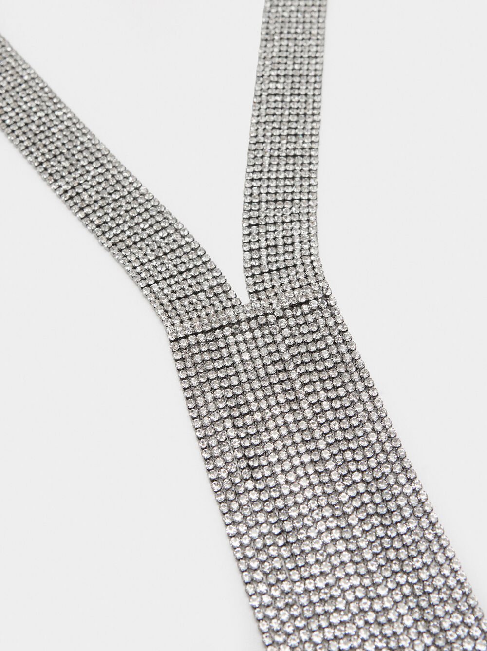 Tie necklace with crystals