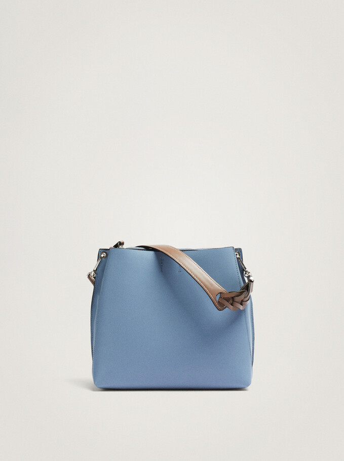 Shoulder Bag With Interwoven Strap, Blue, hi-res