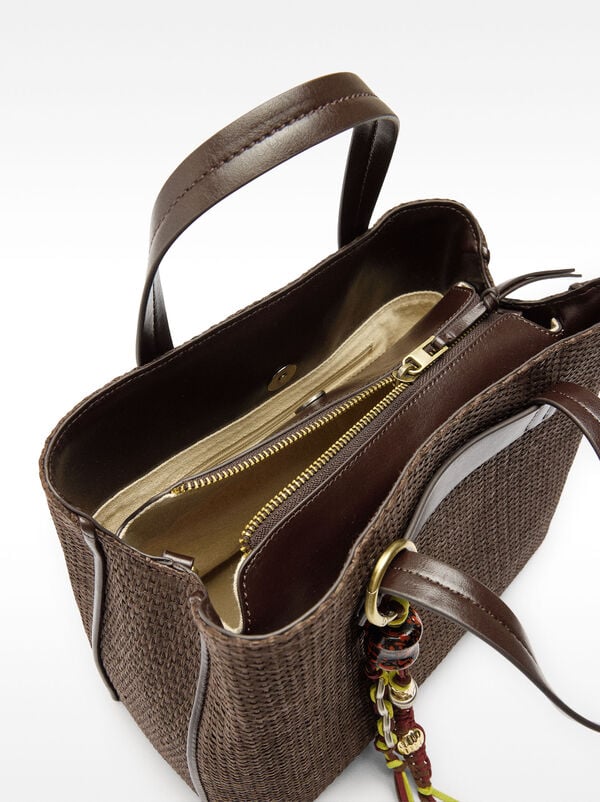 Tote bag straw effect with strap