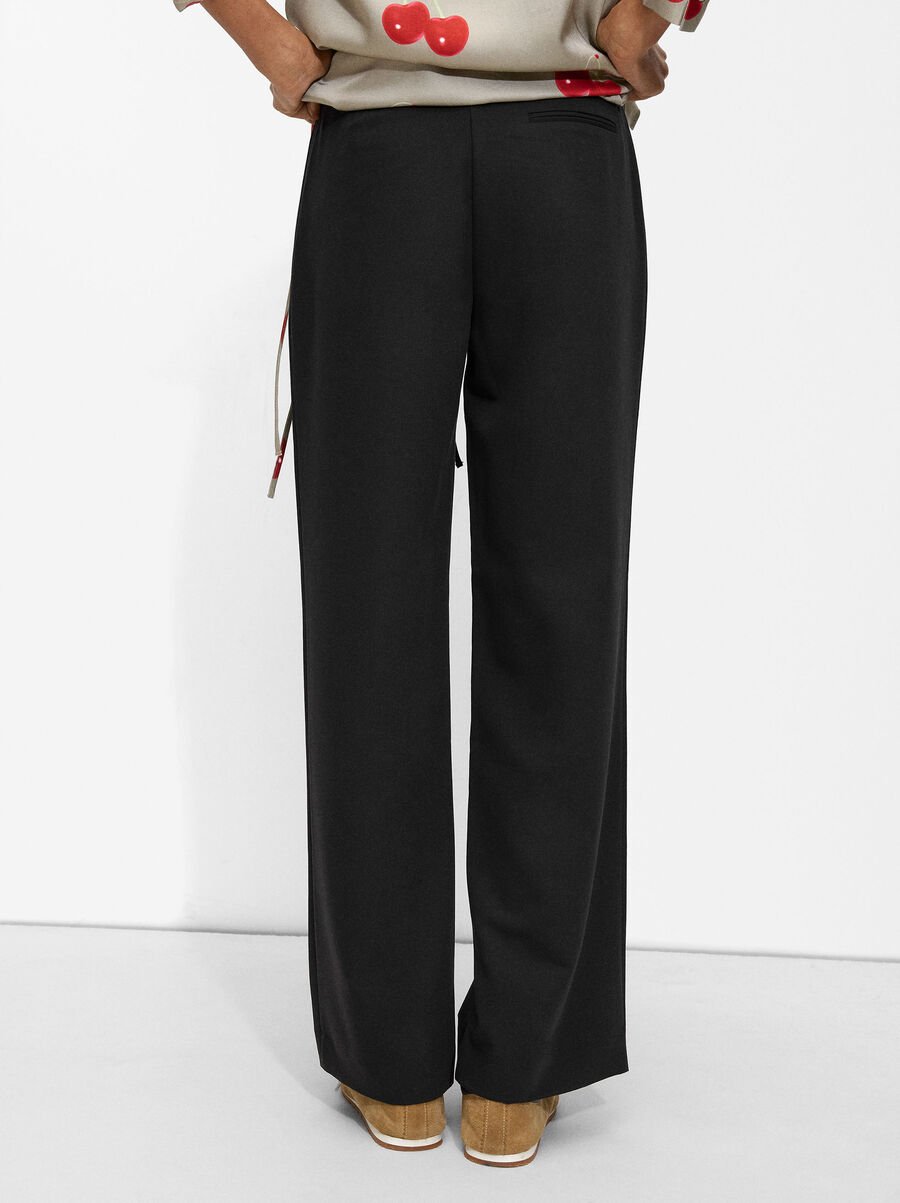 Straight wool blend trousers