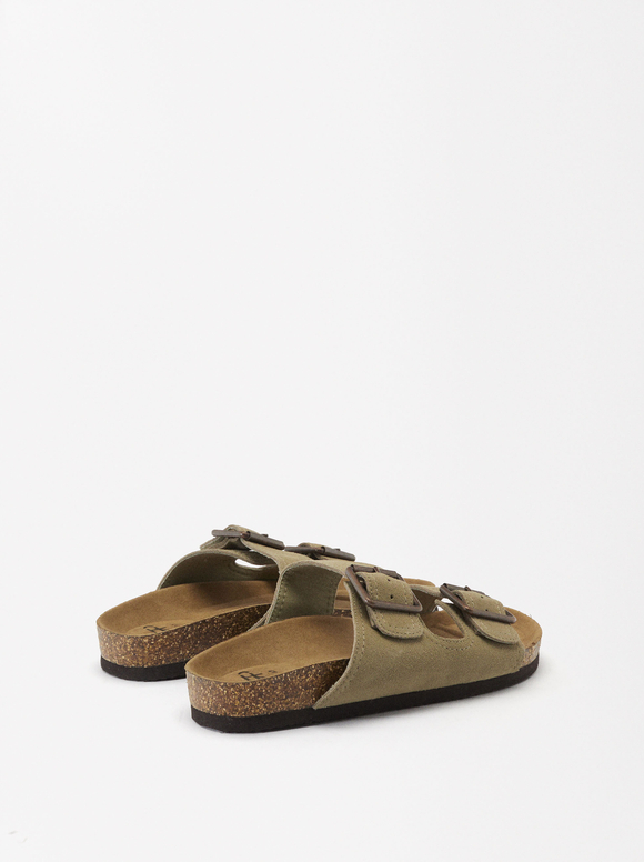 Sandals With Leather Buckles, Beige, hi-res