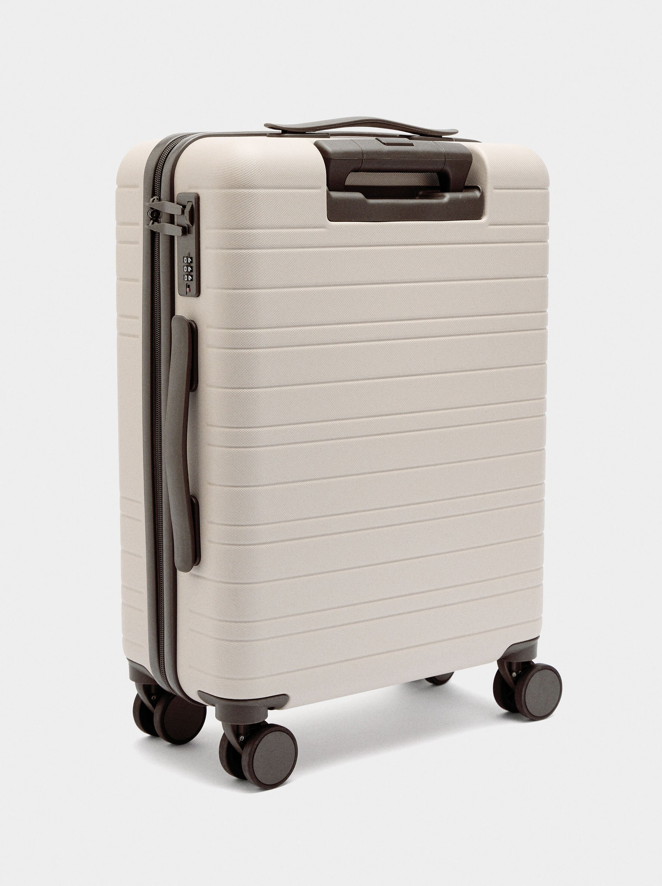 Striped travel suitcase image number 2.0