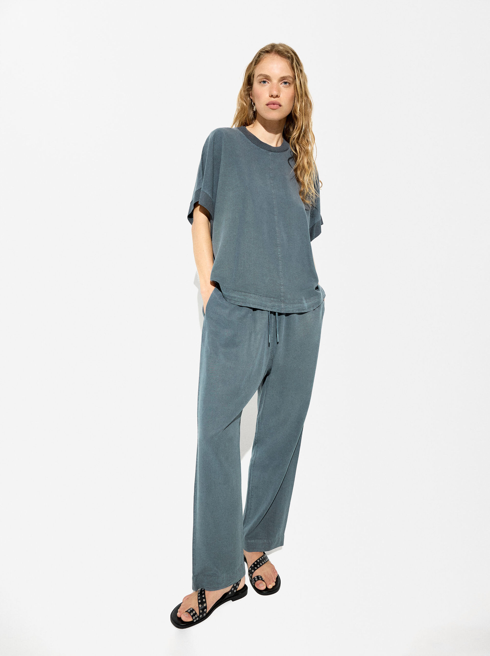 Adjustable Loose-Fitting Trousers Pants With Drawstring image number 4.0