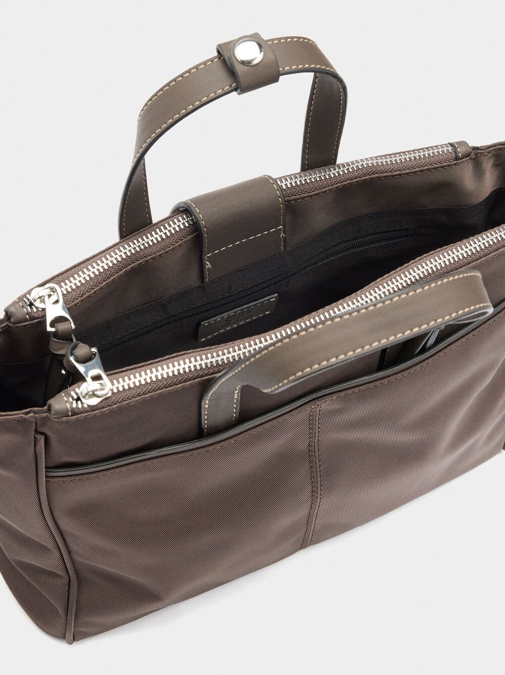 Nylon tote bag with crossbody strap