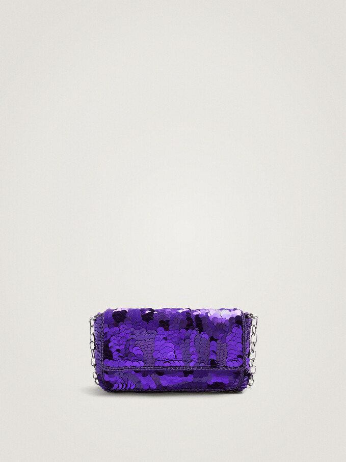 Party Clutch With Sequins, Purple, hi-res