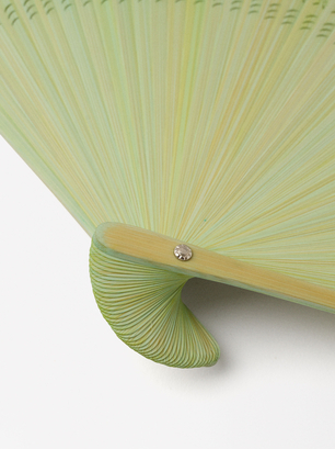Bamboo Perforated Fan, Green, hi-res