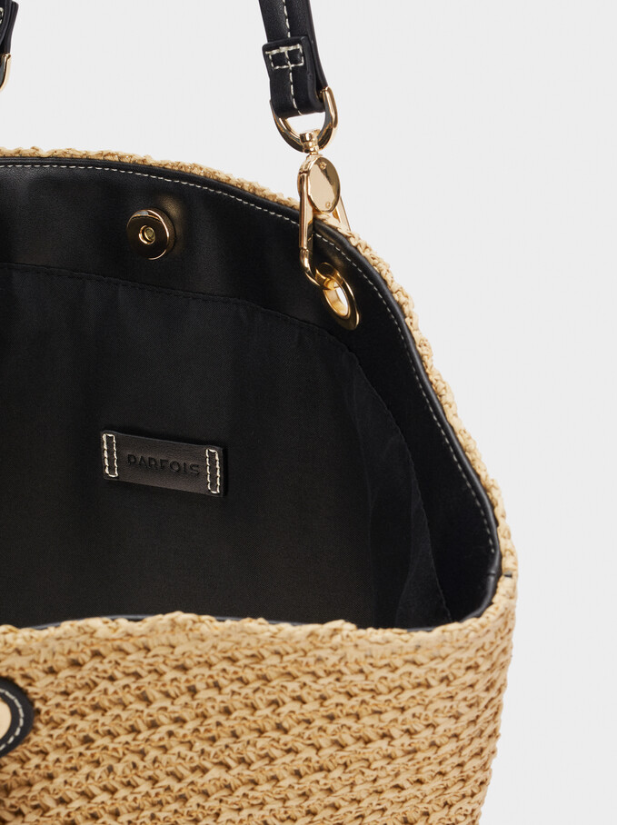 Braided Shopper Bag With Pendants, Ecru, hi-res