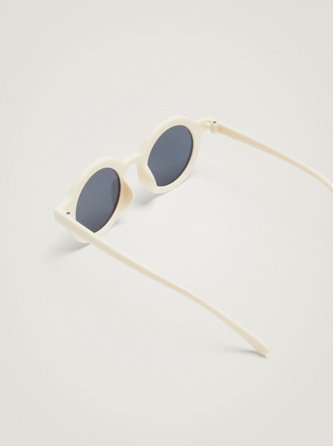 Round Children’S Sunglasses, Beige, hi-res