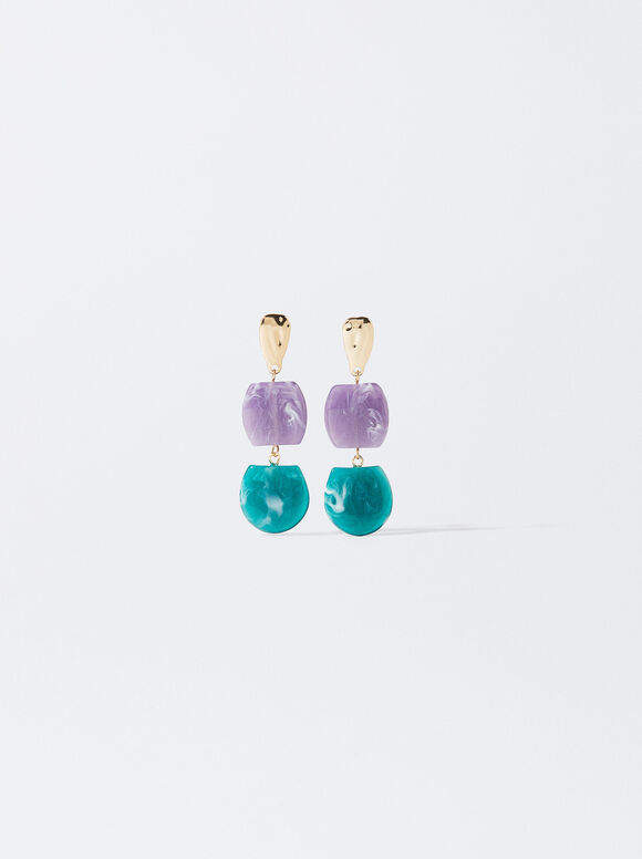 Earrings With Resin, Multicolor, hi-res