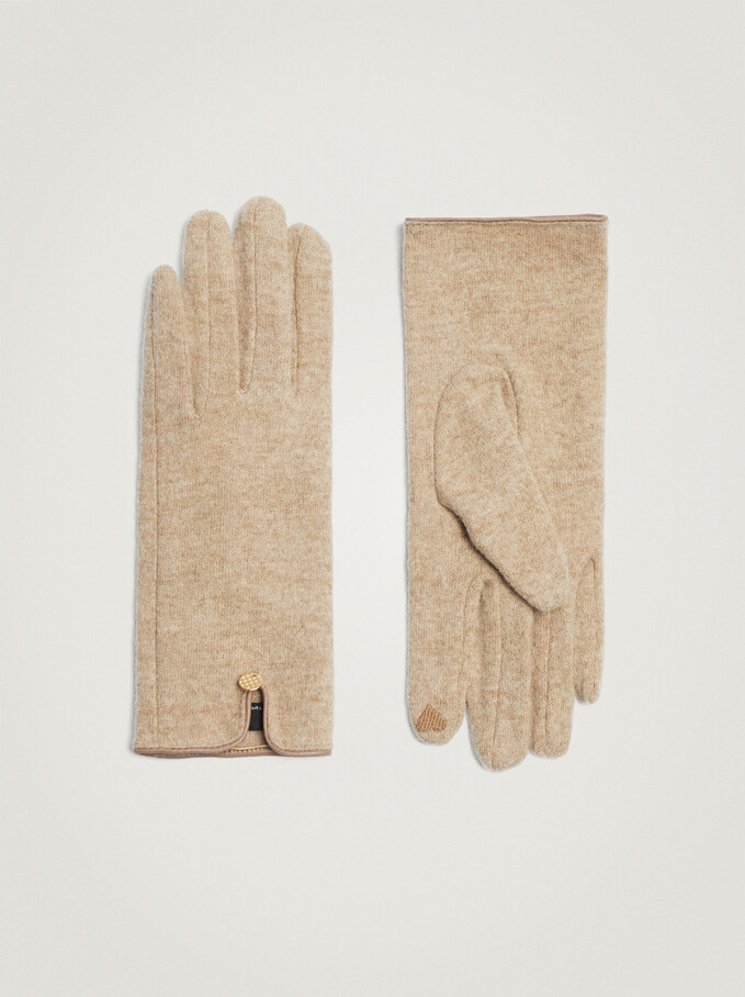 Wool Gloves, Beige, hi-res