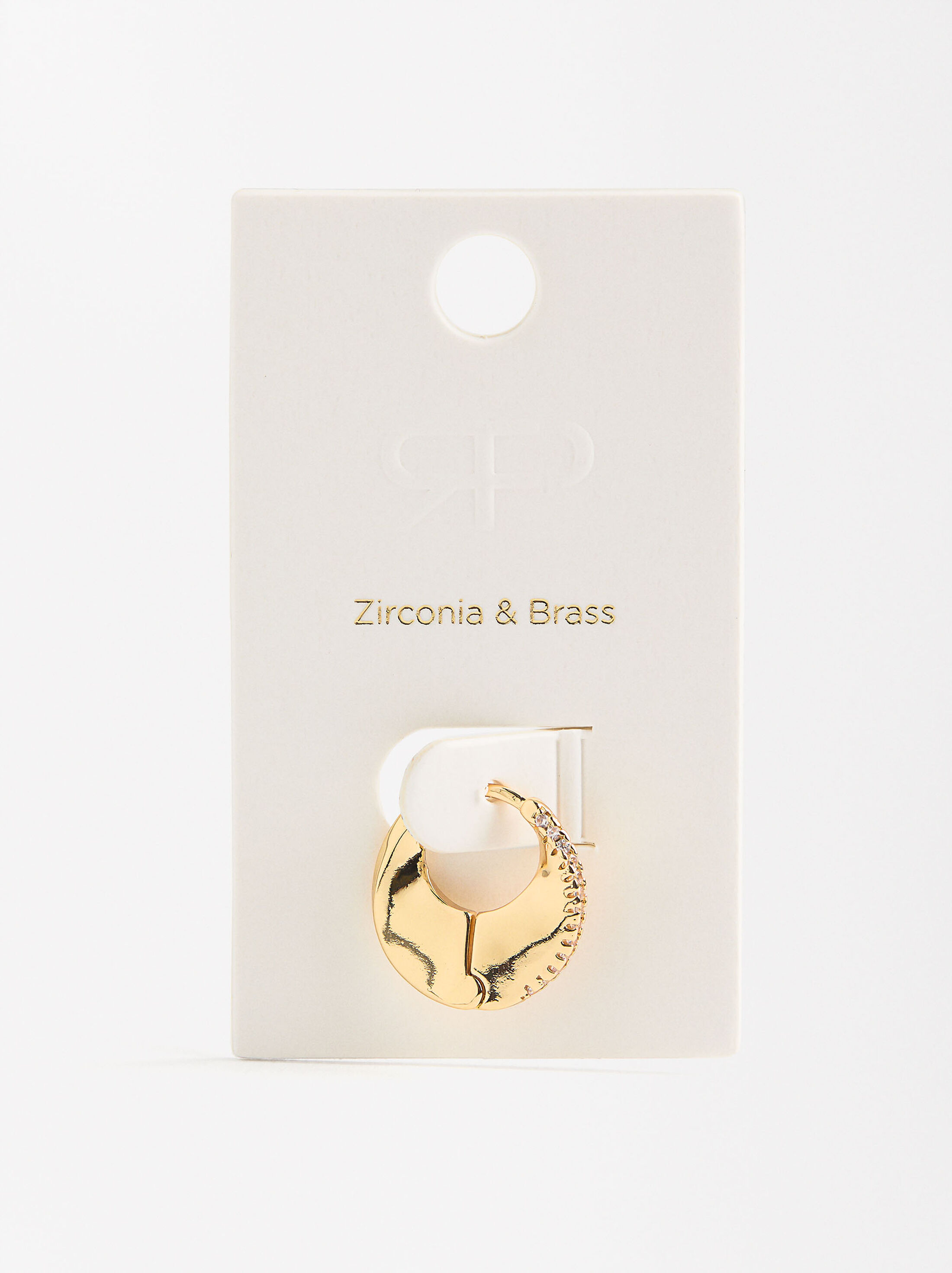 Single pavé wavy hoop earring with zirconia  image number 3.0