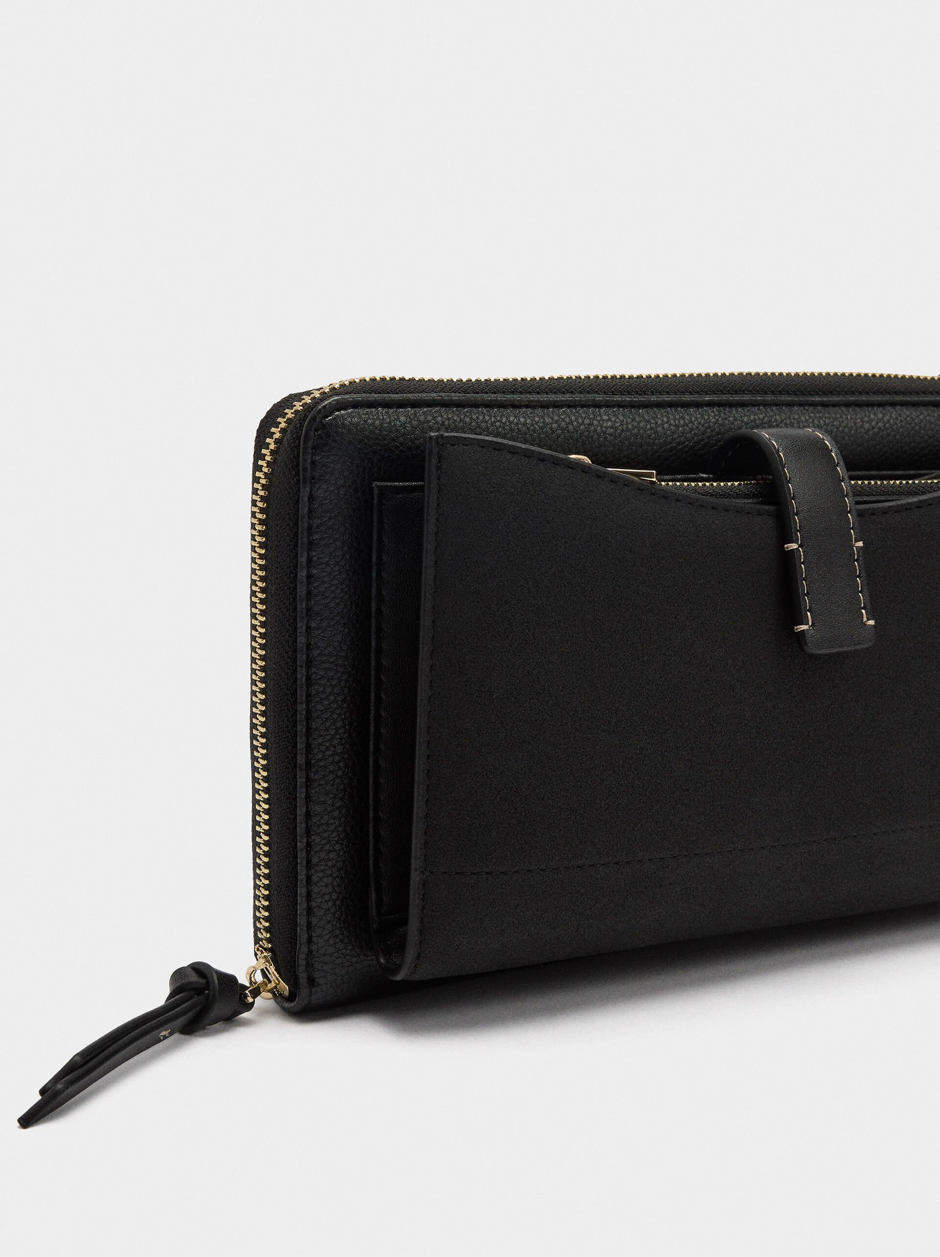 Faux leather coin purse with shoulder strap image number 2.0
