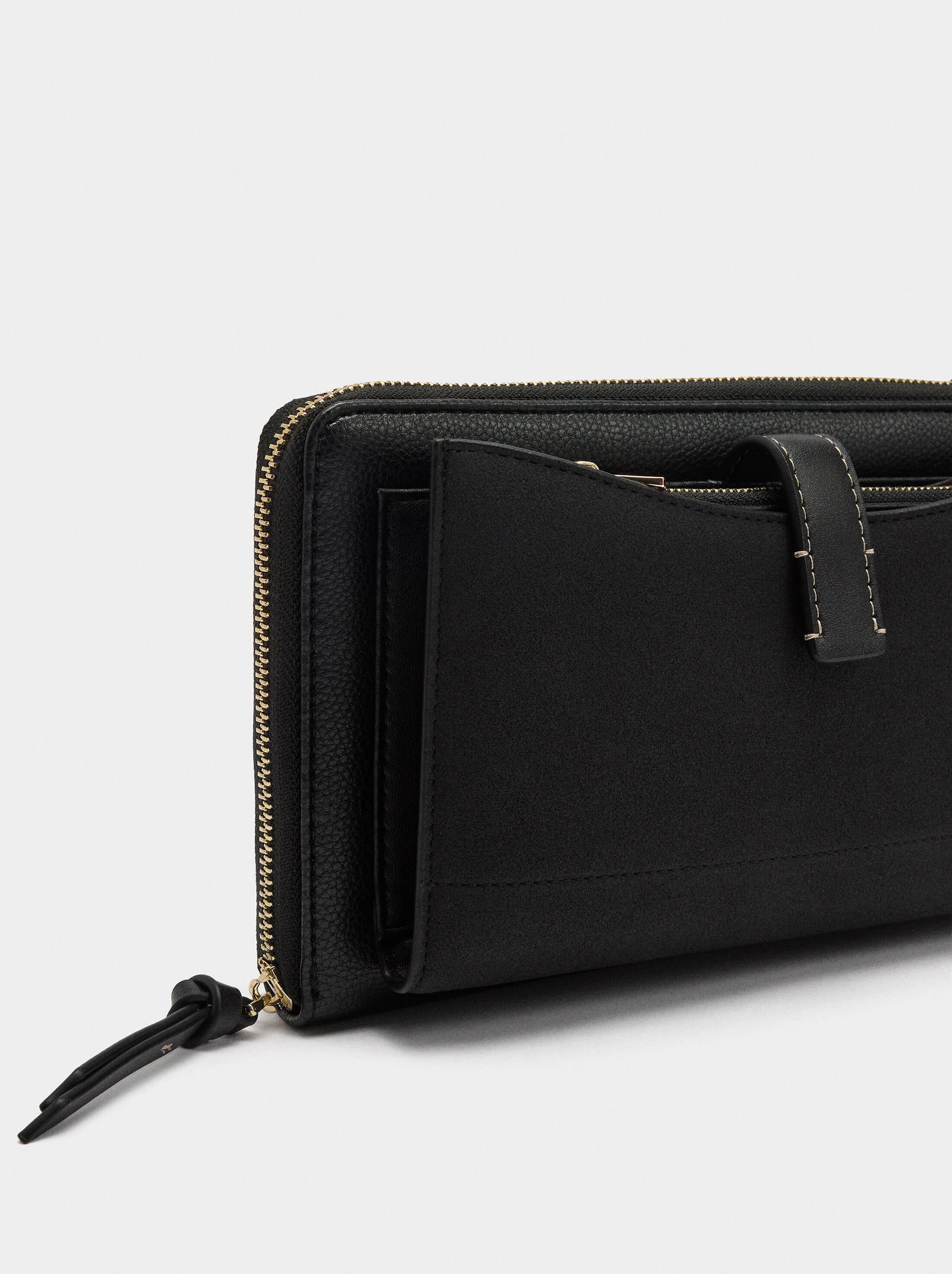 Faux leather coin purse with shoulder strap image number 2.0