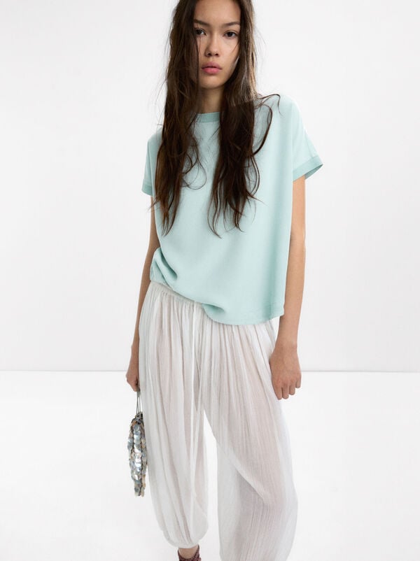 T-shirt avec détails côtelés