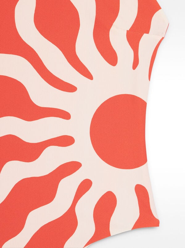 Asymmetrical printed swimsuit