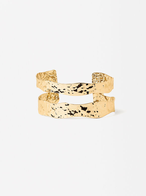 Textured Gold Bracelet, Golden, hi-res