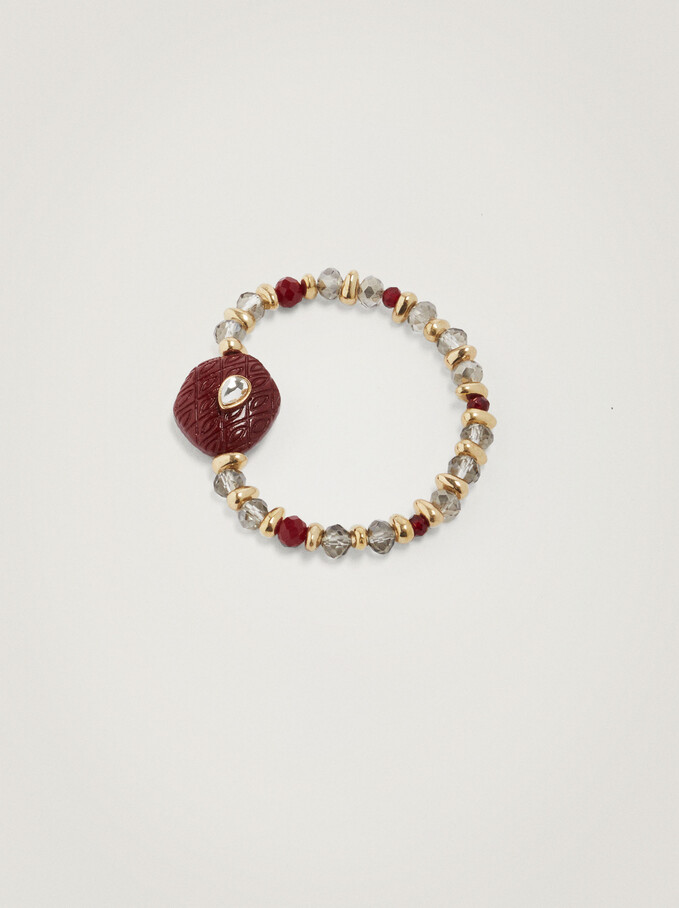 Bracelet Élastique Avec Perles Fantaisie, Bordeaux, hi-res