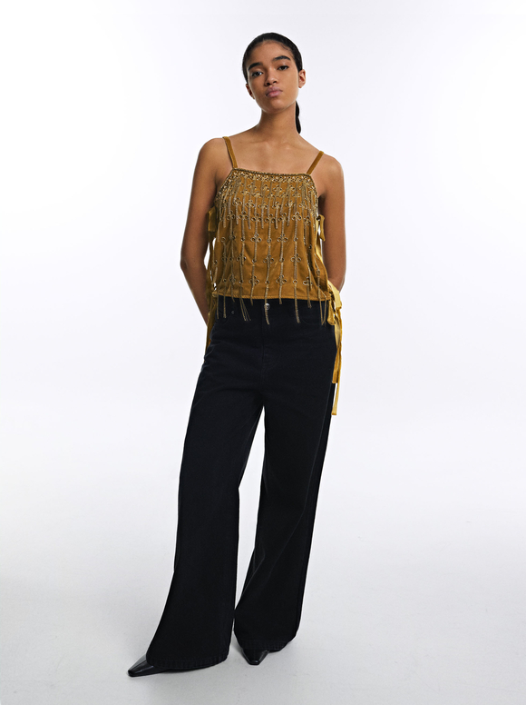 Cropped Top With Applications, Multicolor, hi-res