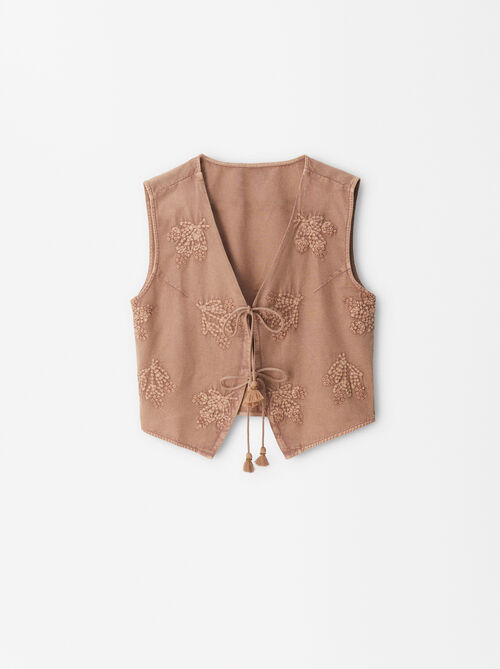 Embroidered Vest With Bows