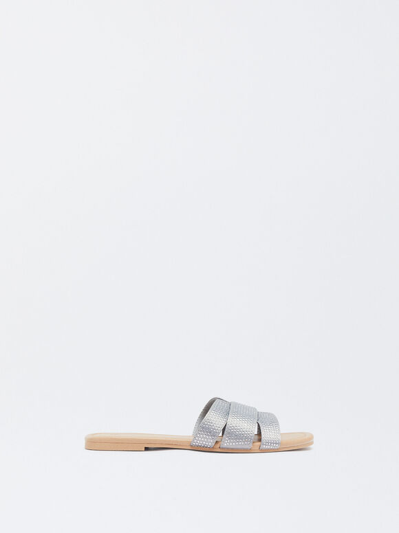 Flat Sandals With Glitter, , hi-res