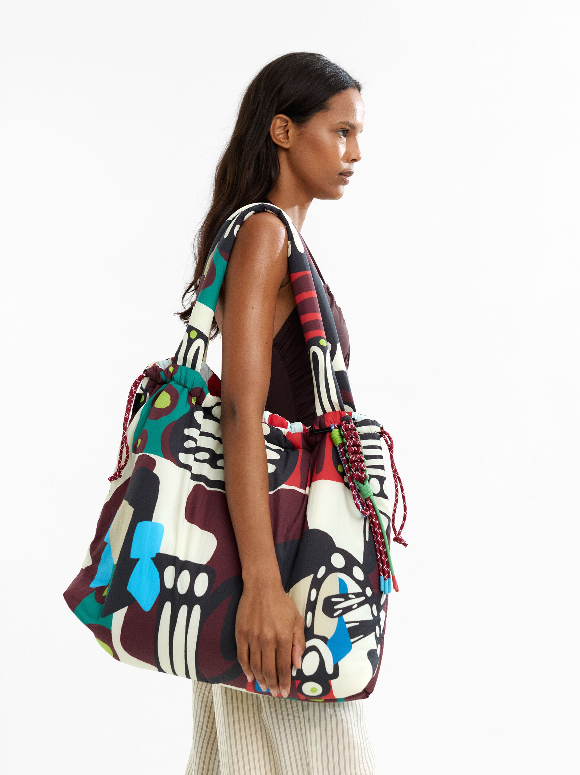Odwracalna torba typu shopper z nadrukiem nylonowym image number 1.0
