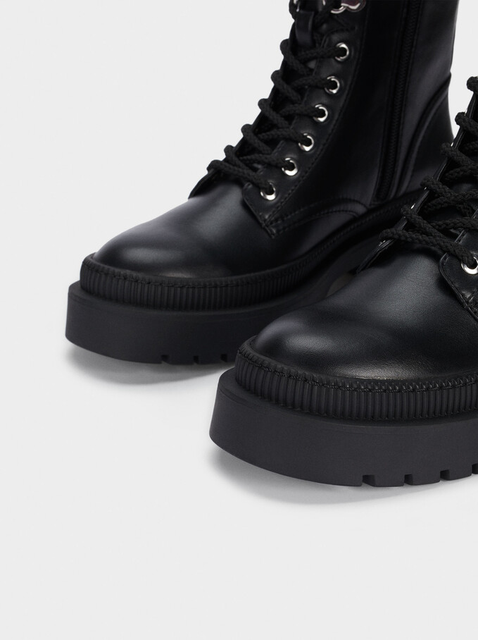 Laces Military Boots, Black, hi-res