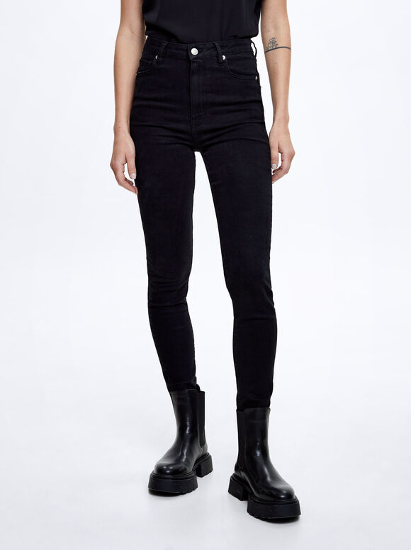 Online Exclusive - Denim Skinny Trousers, Black, hi-res