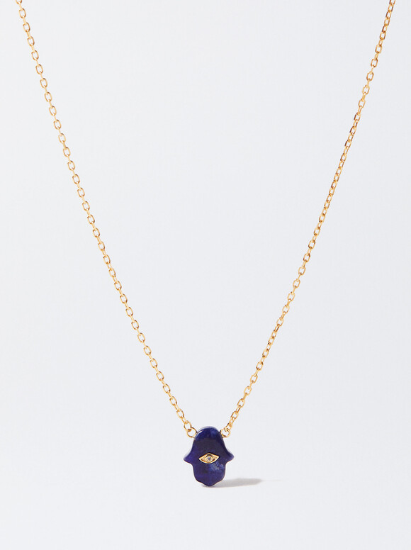 Collar De Plata 925 Con Piedra - Sodalita, Azul, hi-res