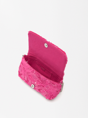 Party Handbag With Sequins And Beads, Fuchsia, hi-res