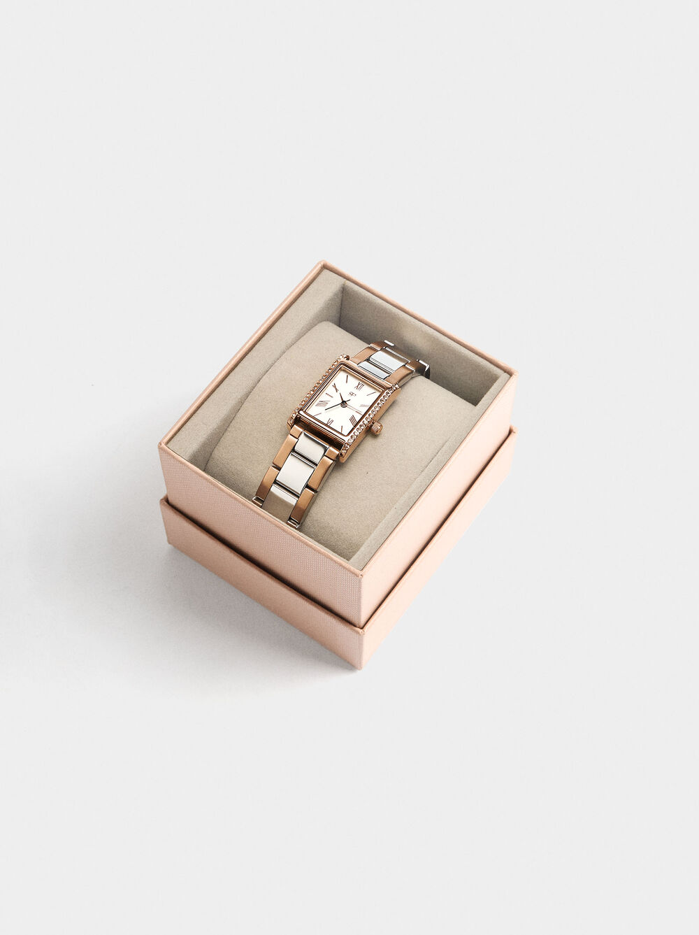 Bicolor watch with stainless steel bracelet