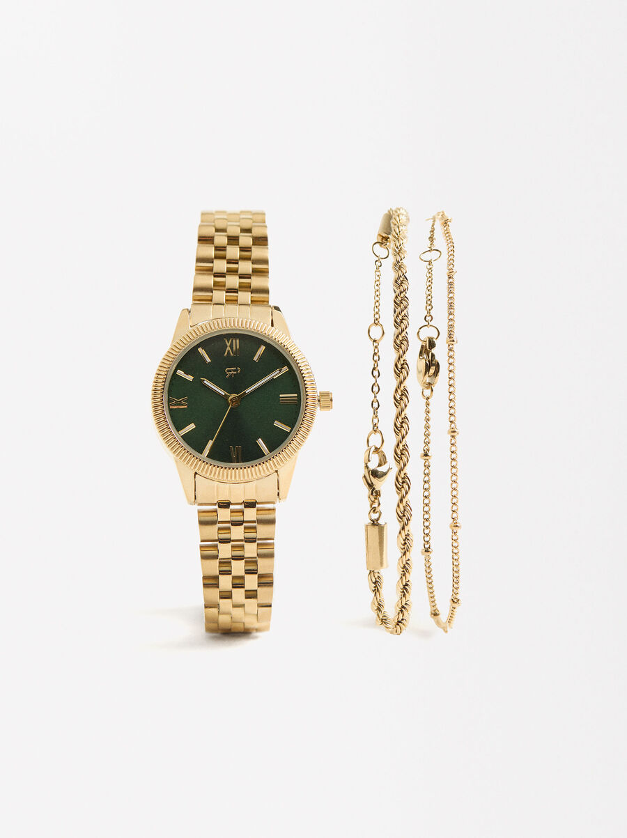 Stainless steel bracelets watch with strap