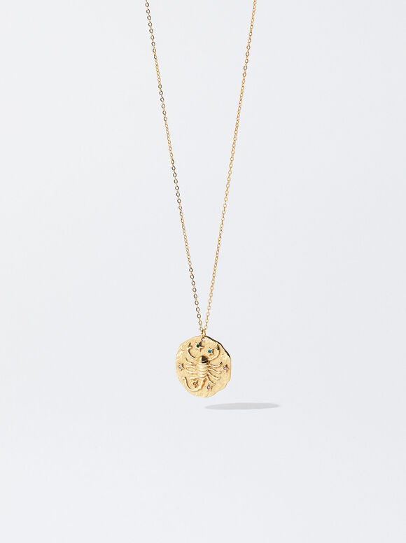 Online Exclusive - Stainless Steel Scorpio Necklace, Golden, hi-res
