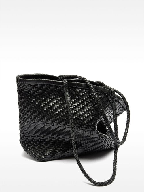 Woven leather shopper bag