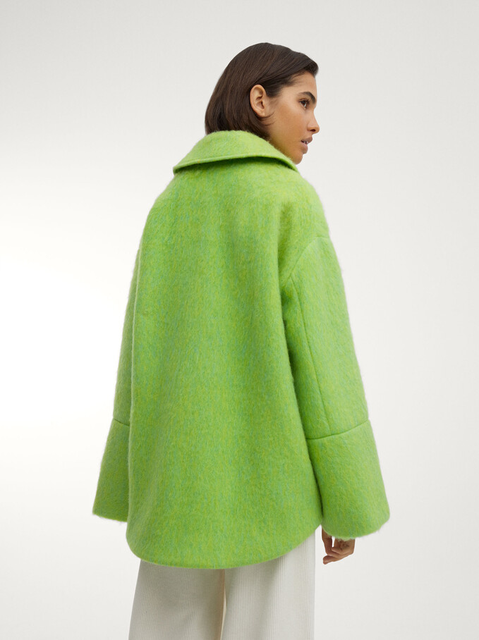Wool Coat With Pockets, Green, hi-res
