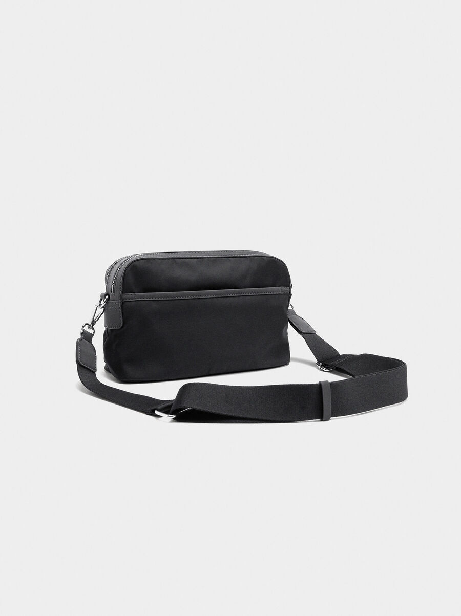 Nylon crossbody bag with flap