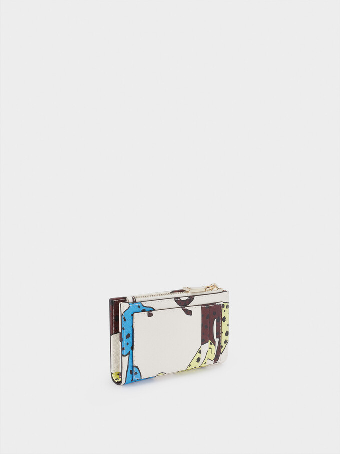 Compact Printed Wallet, Ecru, hi-res