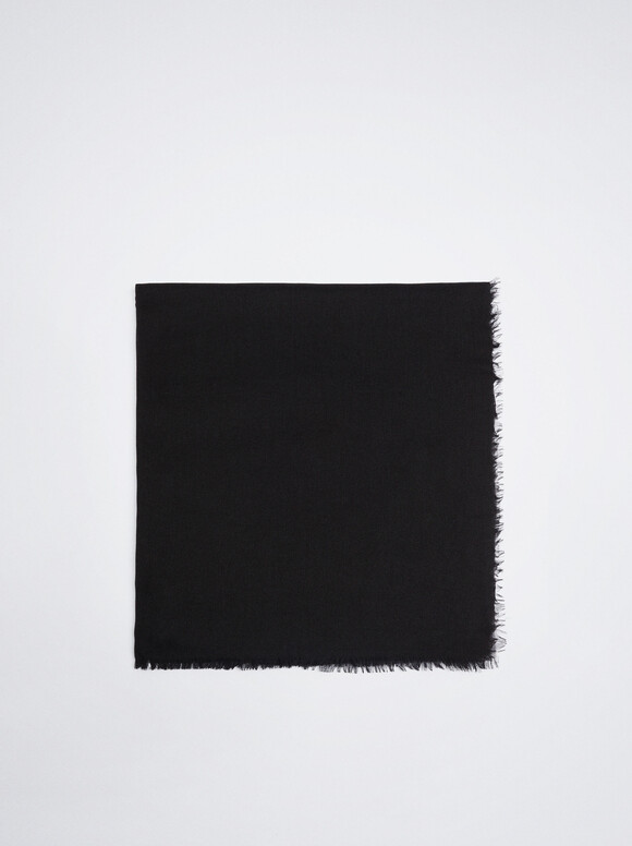 Foulard Pashmina Uni, Noir, hi-res