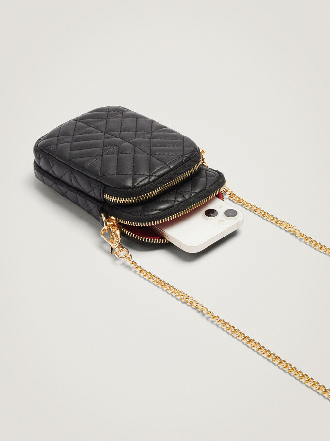 Quilted Mobile Phone Case, Black, hi-res