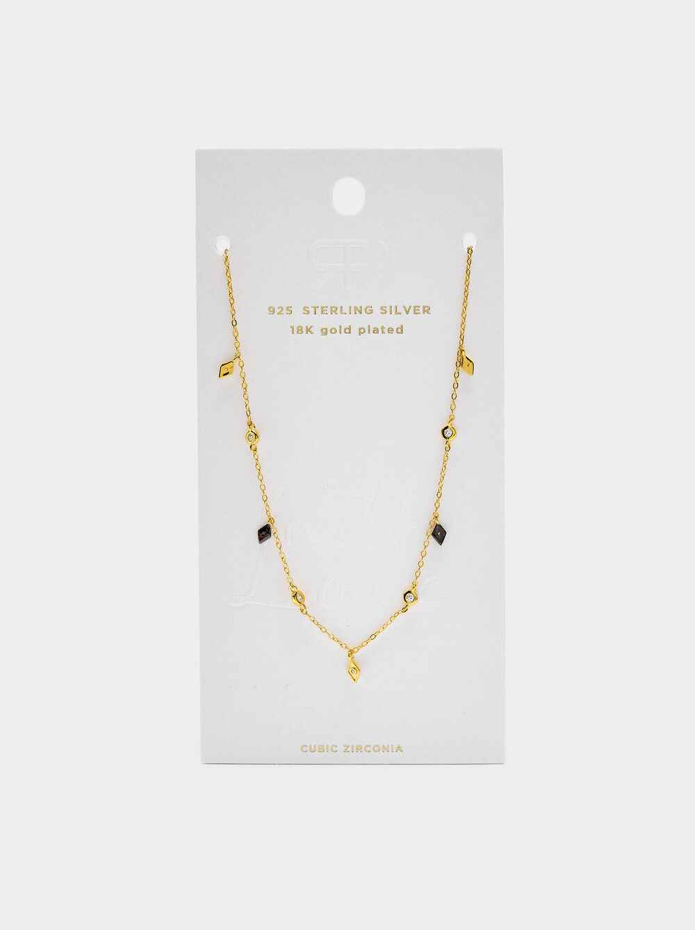 Necklace with rhombuses and zirconias - 925 sterling silver