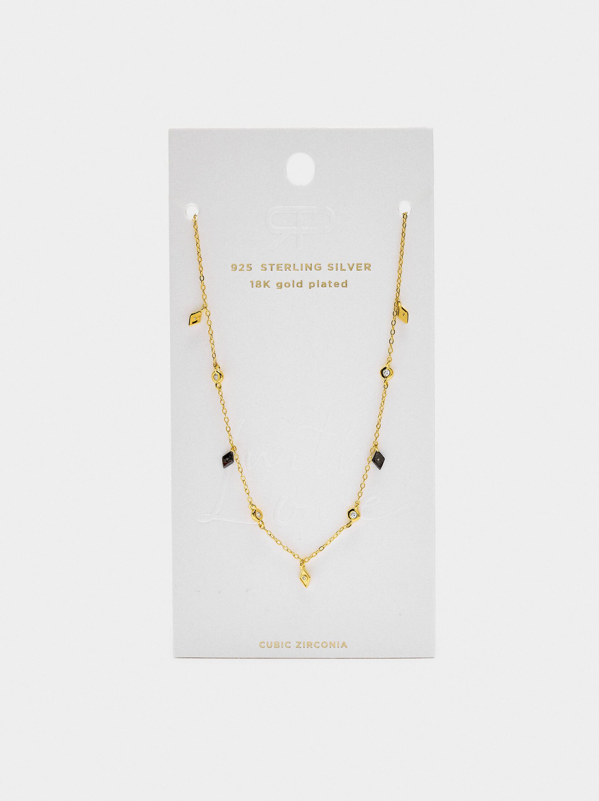 Necklace with rhombuses and zirconias - 925 sterling silver image number 3.0