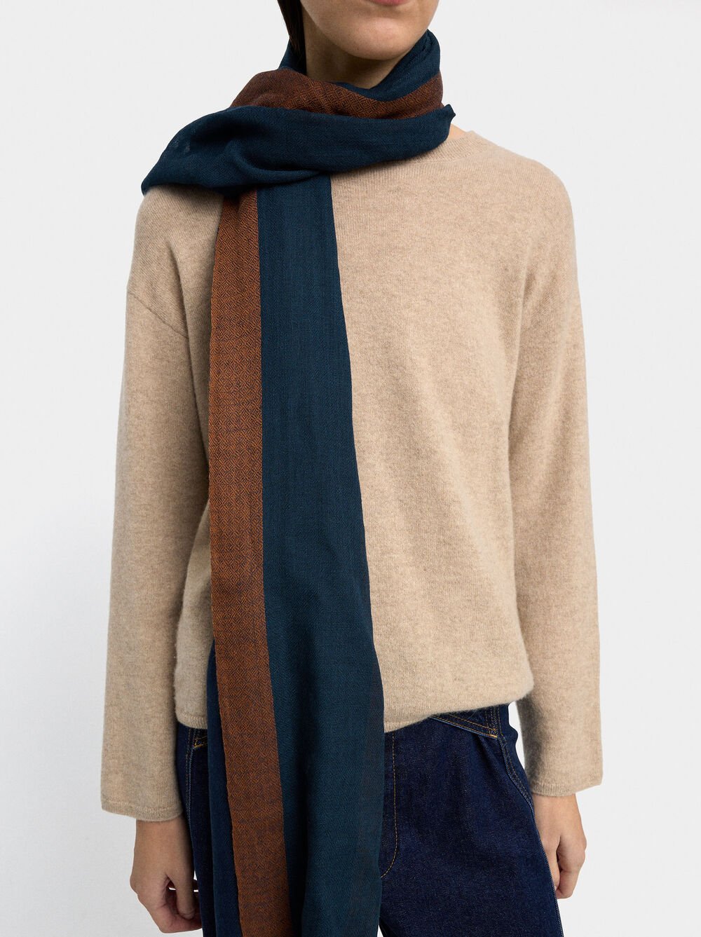 Pashmina with stripes 100% wool