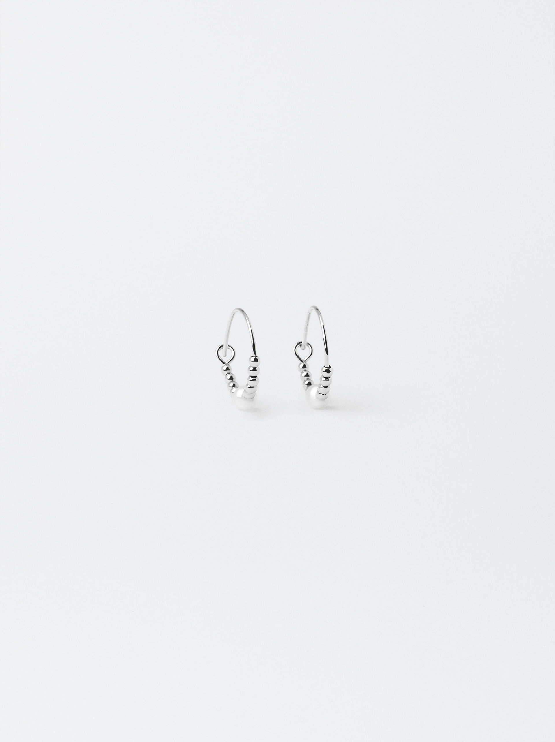 Silver Hoop Earrings With Pearl image number 0.0