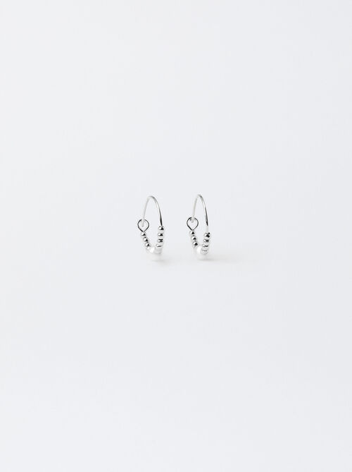 Silver Hoop Earrings With Pearl