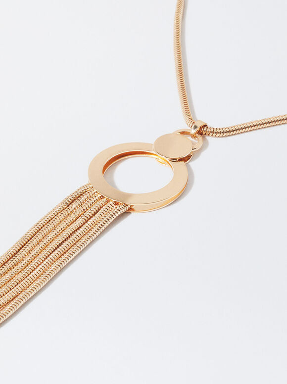 Golden Pendant Necklace, Golden, hi-res