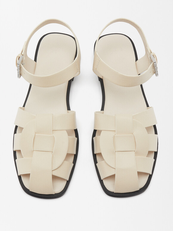 Strappy Sandals, White, hi-res